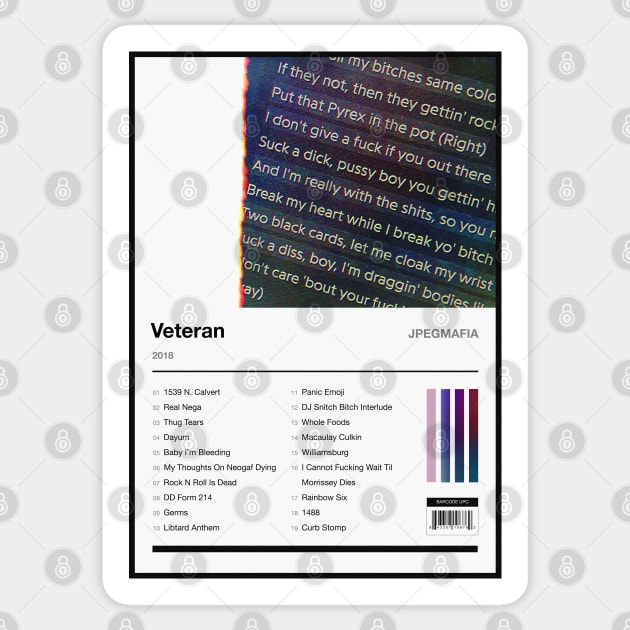 Veteran Tracklist Sticker by fantanamobay@gmail.com